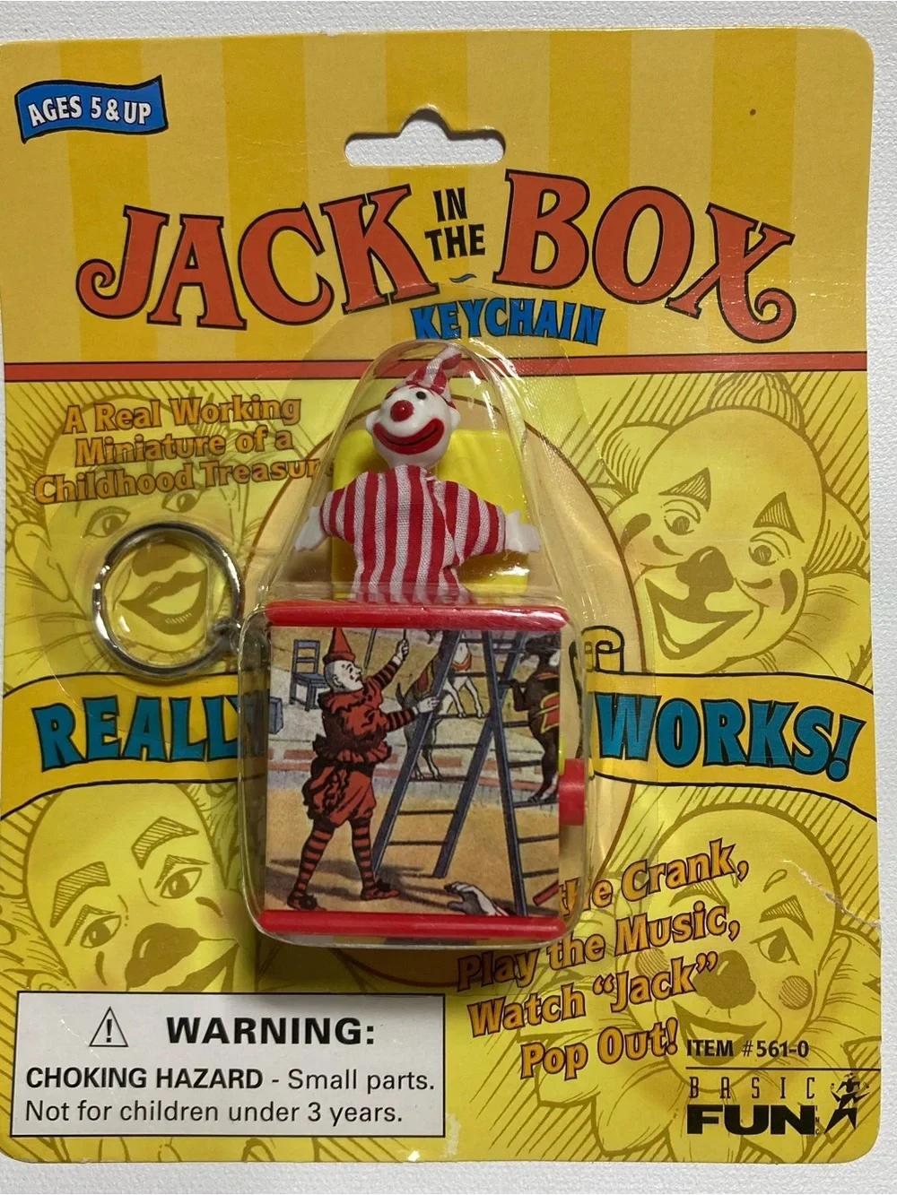 NEW Jack in the Box Keychain Vtg 1998 Pocket Mini Basic Fun #561-0 Rare NIP